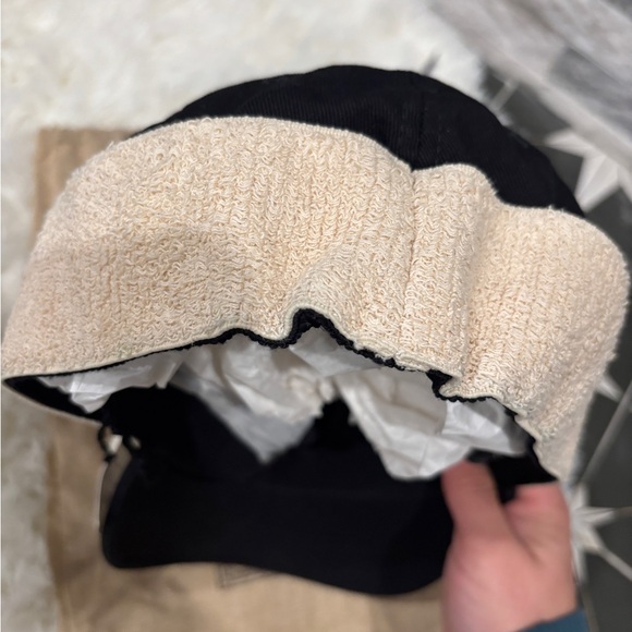 Gucci Black Canvas White Headband Cabardine Hat XL new with stained on the edge - Picture 7 of 9